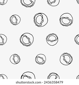 Seamless pattern with coconuts. Contour drawing vector illustration. Perfect for wallpapers, wrapping papers, restaurant menu, web page background, textile 