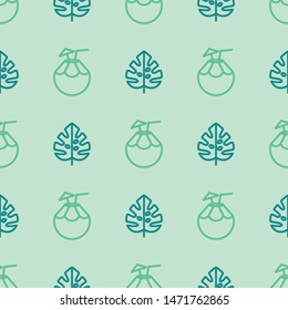 Seamless pattern with coconuts and leaves