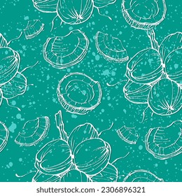 Seamless pattern with coconuts. Summer and paradise background. Wallpaper, print, wrapping paper, modern textile design, banner, poster. Vector illustration.