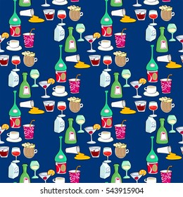Seamless pattern with coctail drinks