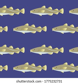 Seamless pattern cod fish background