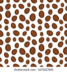 Seamless pattern of coffe in beans. Vector illustration
