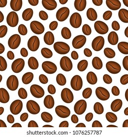 
Seamless pattern of coffe in beans. Vector illustration.