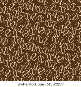 Seamless pattern of coffe in beans. Vector illustration.