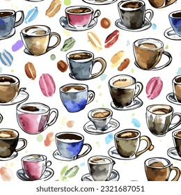 seamless pattern coffee abstract summer background kitchen repeating eps cafeteria vector