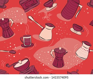 Seamless pattern / coffee and coffee appliances
