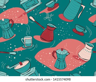 Seamless pattern / coffee and coffee appliances