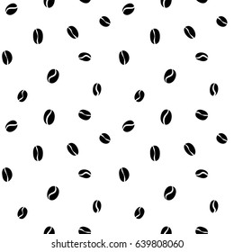 Seamless pattern with coffee beans in black and white colors