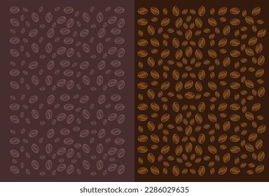 Seamless pattern of coffee beans in brown colors. vector illustration