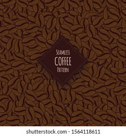 Seamless pattern with coffee beans. Cartoon style. Vector illustration