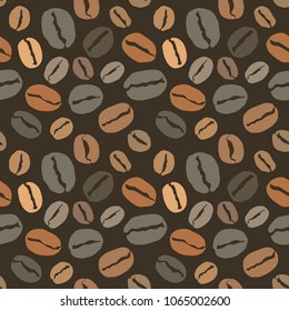 Seamless pattern with coffee beans, cover for your menu or banner. Vector eps 10 illustration