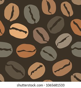 Seamless pattern with coffee beans, cover for your menu or banner. Vector eps 10 illustration