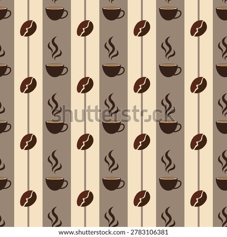 seamless pattern of coffee beans and coffee cups for the coffee shop background. decoration cafe, place to eat and culinary events. for a coffee themed greeting card. for coffee-themed fabric motifs
