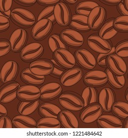 Seamless pattern with coffee beans. Delicious flavored drink.