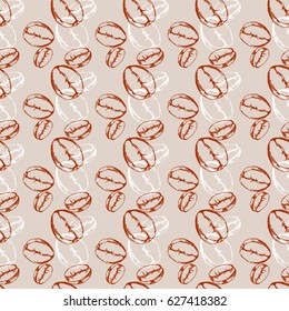 seamless pattern with coffee beans, idea for cafe, seamless freehand pattern