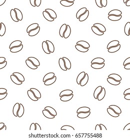 Seamless pattern with coffee beans. Linear style. Vector illustration.