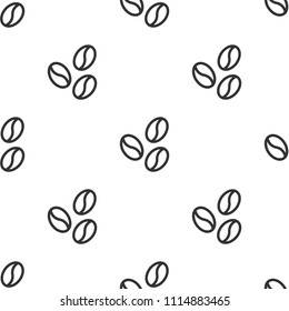 seamless pattern with coffee beans on brown background. Flat vector ornament. Good for print on paper or fabric.