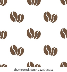 seamless pattern with coffee beans on white background. Flat vector ornament. Good for print on paper or fabric.