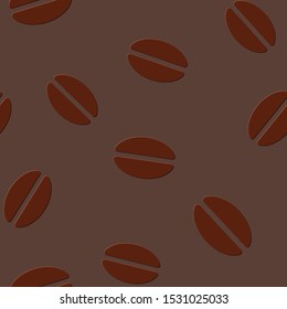 Seamless pattern. Coffee beans on a brown background