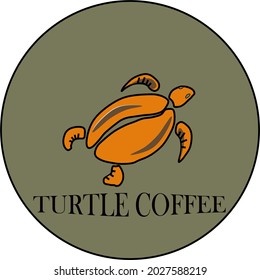 Seamless pattern of coffee beans with turtle body