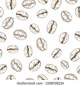 seamless pattern of coffee beans, vector