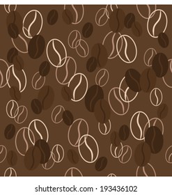 Seamless pattern with coffee beans. Vector illustration. Background. Endless texture can be used for printing onto fabric and paper or scrap booking. 