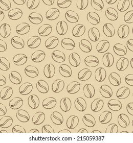 Seamless pattern with coffee beans. Vector illustration, EPS 8.