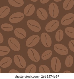 Nahtloses Muster mit Kaffeebohnen. Nahtloses Muster Tapete, Kaffeebohnen-Design, Vektorhintergrund