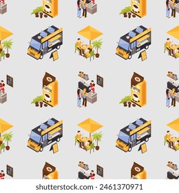 seamless pattern with coffee, cafe, cafein, store, hangout, today's good mood is sponsored by coffee, vector art illustration design