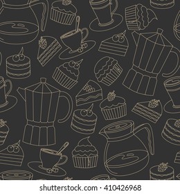 seamless pattern with coffee cakes 