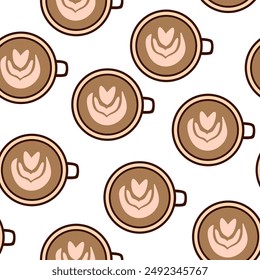 Seamless pattern of coffee cappuccino. cappuccino pattern background. Seamless pattern of cappuccino. cappuccino Pattern Seamless Design.