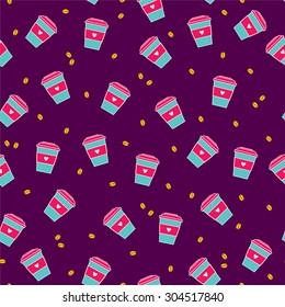 Seamless pattern with coffee cup