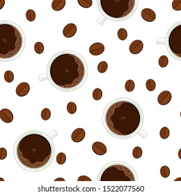 Seamless pattern with coffee Cup and beans. Vector illustration