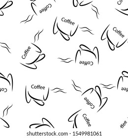 Seamless pattern with coffee Cup and coffee beans. The ideal solution for textile, packaging, paper printing, backgrounds, Wallpapers and textures.