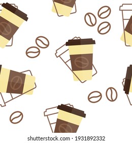seamless pattern of coffee cup on white background