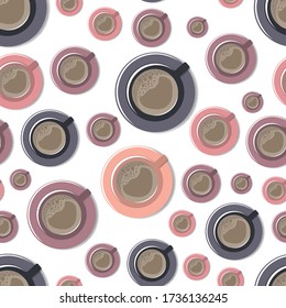 Seamless pattern with coffee cups.