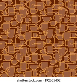 Seamless pattern with coffee cups and mugs
