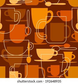 Seamless pattern with coffee cups and mugs