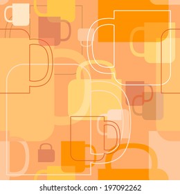 Seamless pattern with coffee cups and mugs
