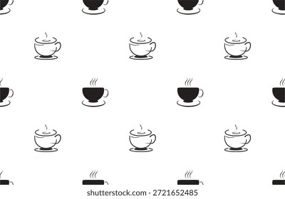 Patrón sin fisuras con tazas de café y platillos