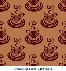 Seamless pattern coffee cups. Vector background.