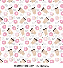 seamless pattern coffee donut i love you vector illustration food