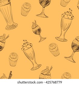 seamless pattern coffee drinks