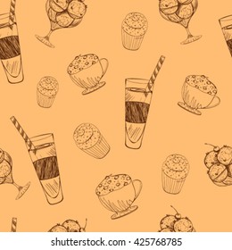 seamless pattern coffee drinks