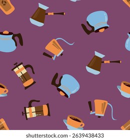 Seamless Pattern of Coffee Equipment Illustration