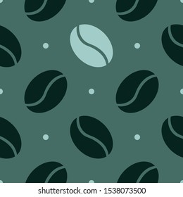 Seamless pattern with coffee grains. Coffee background. Wallpaper, print, paper, packaging, textile design, advertising material. Vector illustration.