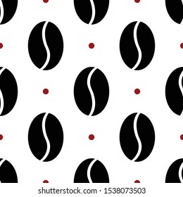 Seamless pattern with coffee grains. Coffee background. Wallpaper, print, paper, packaging, textile design, advertising material. Vector illustration.