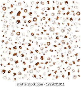 Seamless Pattern With COFFEE ICON Stock Vector, in gradient color and white background with mini doodle (icon). Vector Illustration