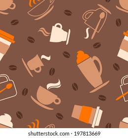 Seamless pattern with coffee icons