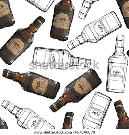 Seamless pattern with coffee liqueur.